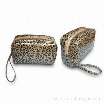 PVC Cosmetic Bags with Leopard Print Design and Wrist Handle, Various Animal Prints are Available